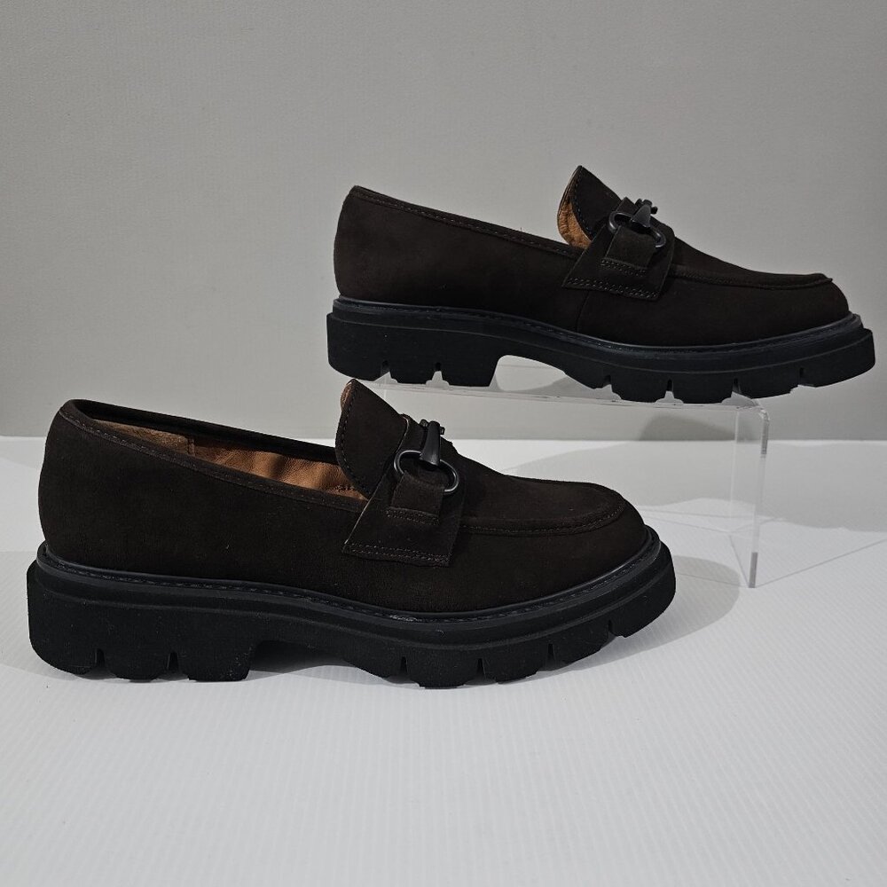 Sofft Satara Chunky Horsebit Loafer Lug Sole Chocolate Brown Suede Size 9.5 - Picture 3 of 12